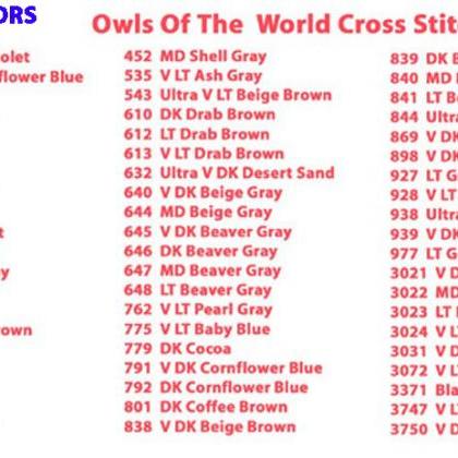 Owls Of The World Cross Stitch..