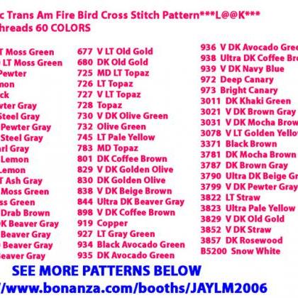 Pontiac Trans Am Fire-bird Cross Stitch..