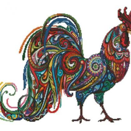 Crafts A Vibrant Rooster Cross-stitch..