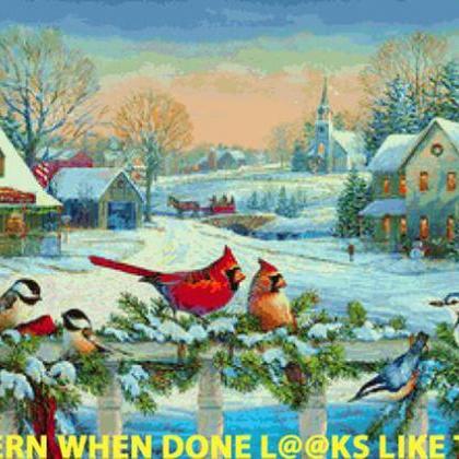 Birds At Christmas Time Cross Stitch..