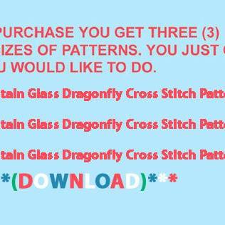 Stain Glass Dragonfly Cross Stitch Pattern..