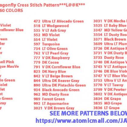 Stain Glass Dragonfly Cross Stitch Pattern..