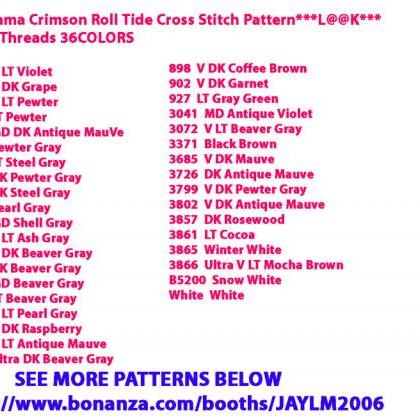 Alabama Crimson Roll Tide Cross Stitch Pattern..