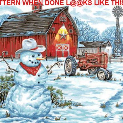 ( Crafts ) Country Snowman Cross Stitch..