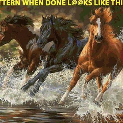 ( Crafts ) River Run Horses Cross Stitch..