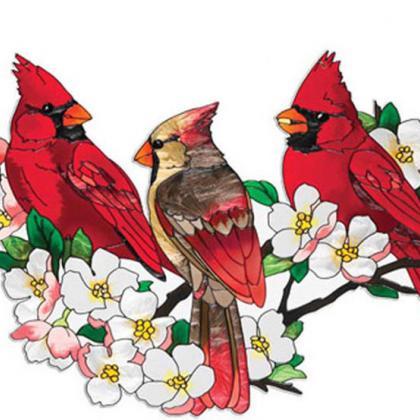 Birds Cardinals In Dogwood Tree Cross Stitch..