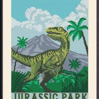 ( CRAFTS ) Jurassic Park Cross Stit..