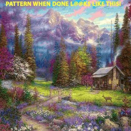 Mountain Cabin In The Woods Cross Stitch..