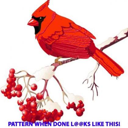 Birds Cardinal Sitting On Ash Branch Cross Stitch..