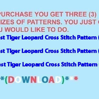 Forest Tiger Leopard Cross Stitch Pattern Cross..