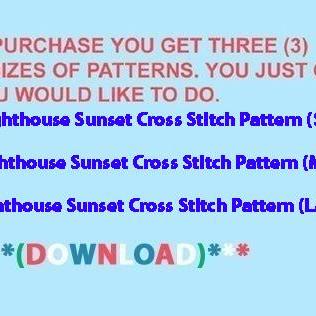 Lighthouse Sunset Cross Stitch Pattern Cross..