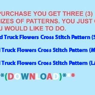 Red Truck Flowers Cross Stitch Pattern Cross..