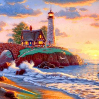 Lighthouse Point Sunset Cross Stitch..