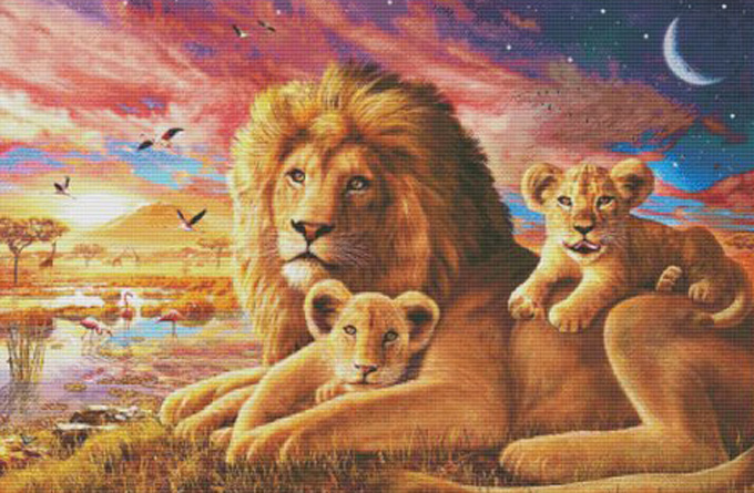 ( CRAFTS ) Lion & Cubs Cross Stitch Pattern***LOOK***Buyers Can Download Your Pattern As Soon As They Complete The Purchase