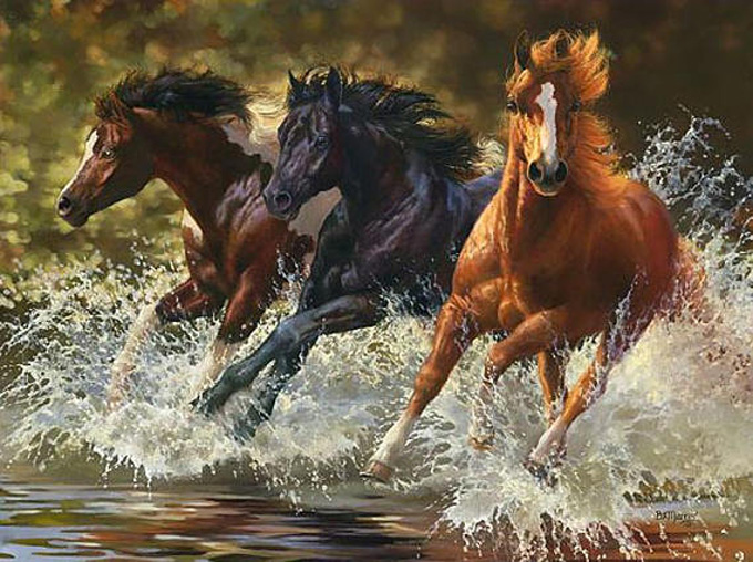 ( Crafts ) River Run Horses Cross Stitch Pattern***look***buyers Can Download Your Pattern As Soon As They Complete The Purchase
