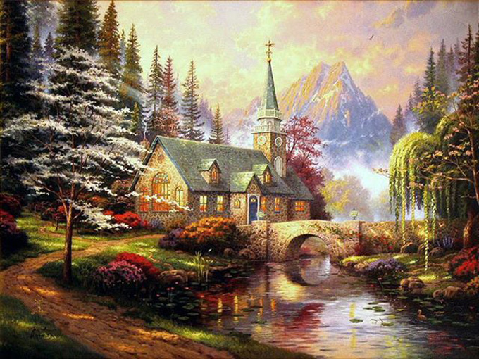 ( CRAFTS ) Kinkade Dogwood Chapel Cross Stitch Pattern***LOOK***Buyers Can Download Your Pattern As Soon As They Complete The Purchase