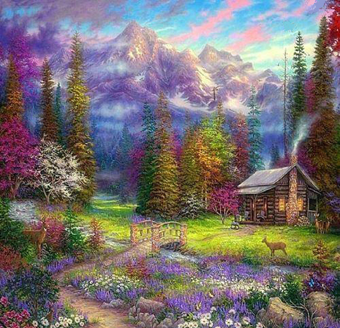 Mountain Cabin In The Woods Cross Stitch Pattern***look***buyers Can Download Your Pattern As Soon As They Complete The Purchase