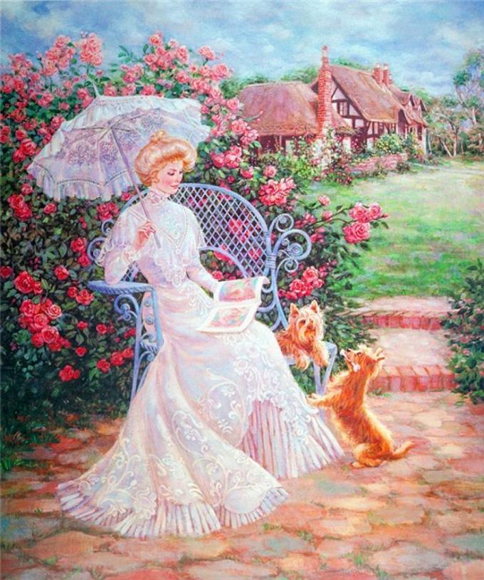 Reading In The Garden Cross Stitch Pattern**look***buyers Can Download Your Pattern As Soon As They Complete The Purchase