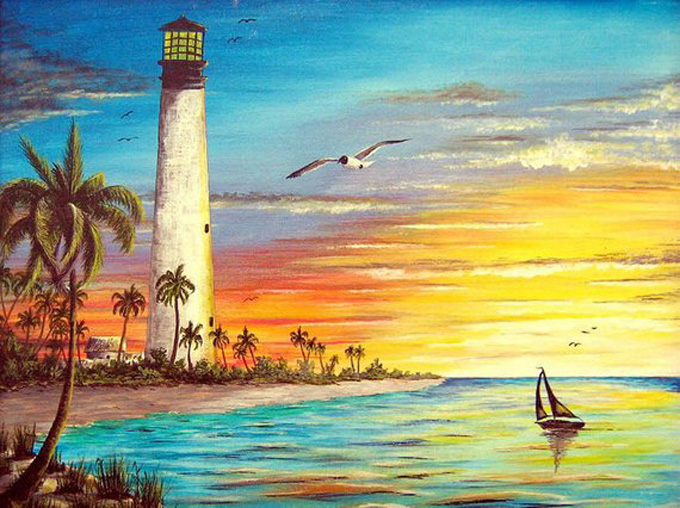 # 3 Light House Sunset Cross Stitch Pattern ***look***buyers Can Download Your Pattern As Soon As They Complete The Purchase