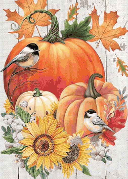 Pumpkins Flowers Birds Cross Stitch Pattern***look***buyers Can Download Your Pattern As Soon As They Complete The Purchase