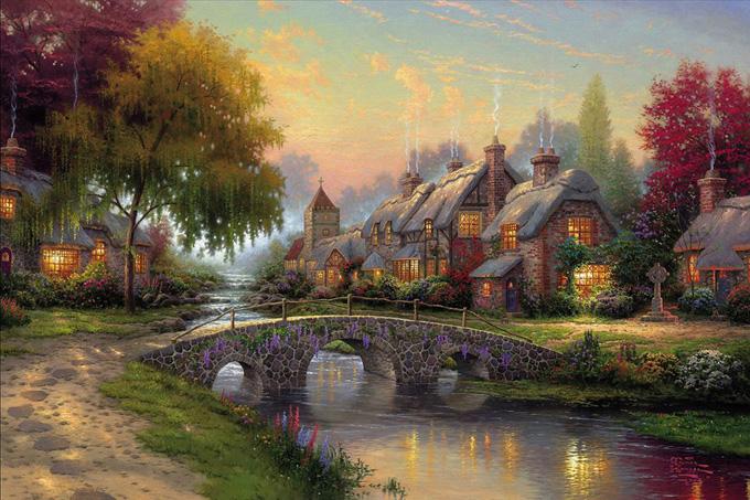 Thomas Kinkade Cobblestone Bridge Cross Stitch Pattern***look***buyers Can Download Your Pattern As Soon As They Complete The Purchase