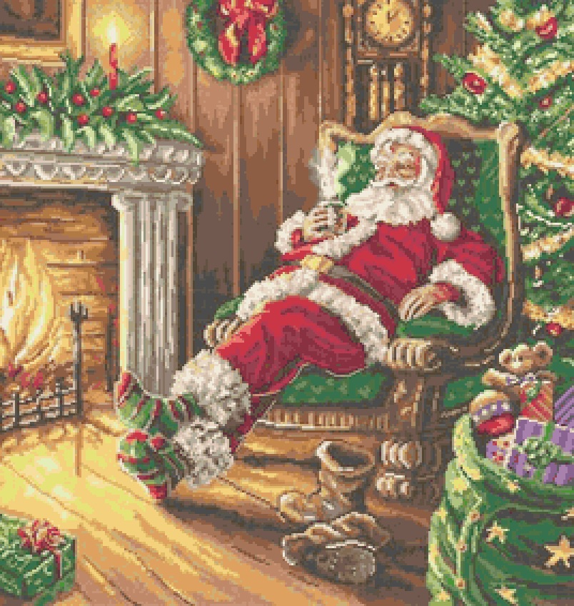 Santa's Rest By The Chimney Cross Stitch Pattern***look***buyers Can Download Your Pattern As Soon As They Complete The Purchase