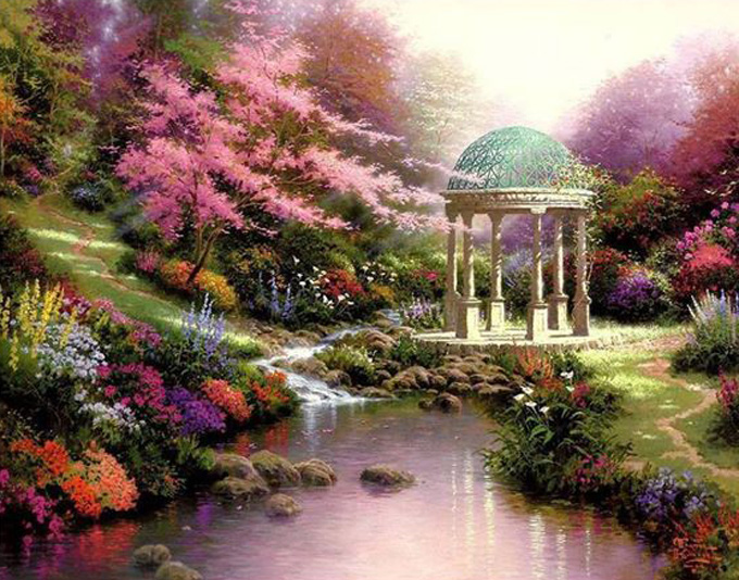 Kinkade Garden Of Prayer Cross Stitch Pattern***look***