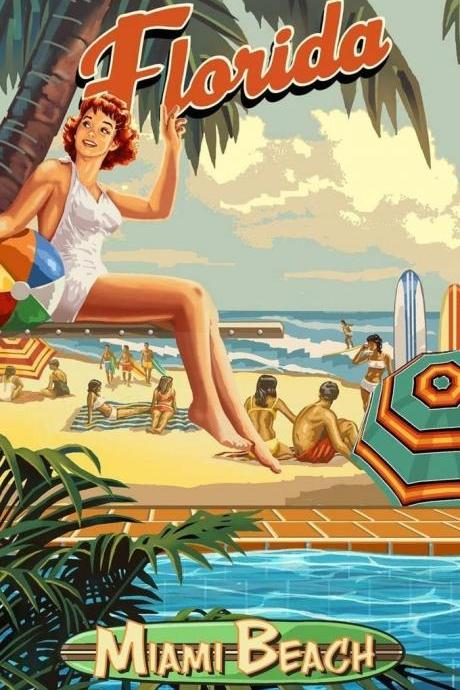 ( CRAFTS ) Miami Beach Florida Poolside Girl Cross Stitch Pattern***LOOK***Buyers Can Download Your Pattern As Soon As They Complete The Purchase