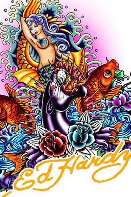 ( Crafts ) Ed Hardy Mermaid Cross Stitch Pattern***look***buyers Can Download Your Pattern As Soon As They Complete The Purchase