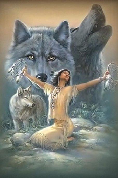 ( CRAFTS )WoLves Indian Maiden Cross Stitch Pattern***LOOK***Buyers Can Download Your Pattern As Soon As They Complete The Purchase