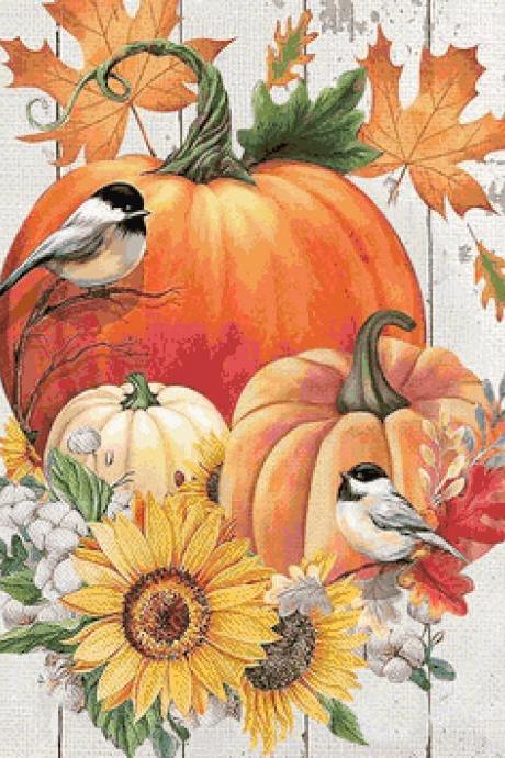 Pumpkins Flowers Birds Cross Stitch Pattern***look***buyers Can Download Your Pattern As Soon As They Complete The Purchase