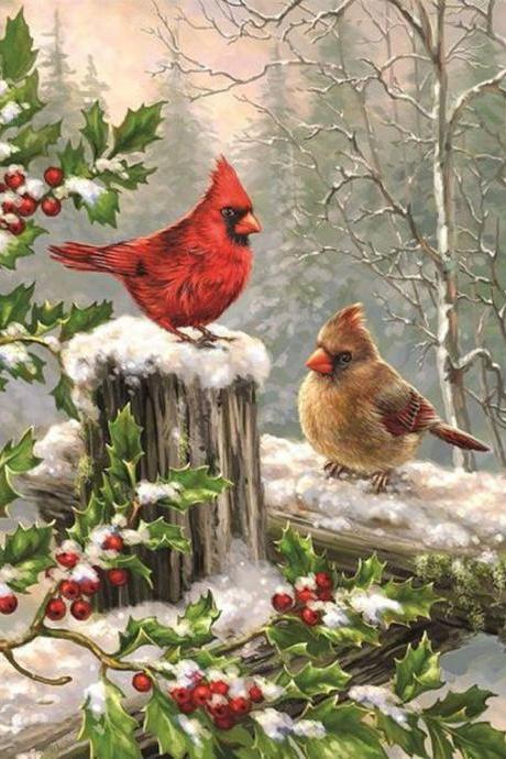 Christmas Cardinal Red Bird Holly Berrys Cross Stitch Pattern***l@@k***buyers Can Download Your Pattern As Soon As They Complete The Purchase