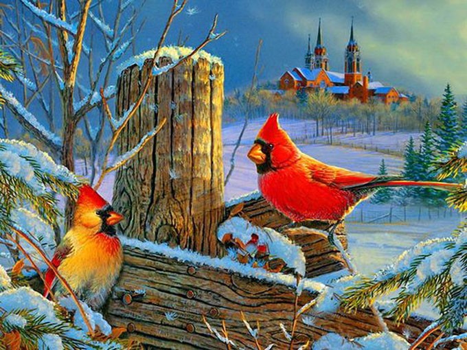 Winter Cardinals Cross Stitch Pattern ***look***buyers Can Download ...